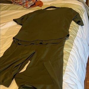 Olive Green Two-Piece Lounge Set